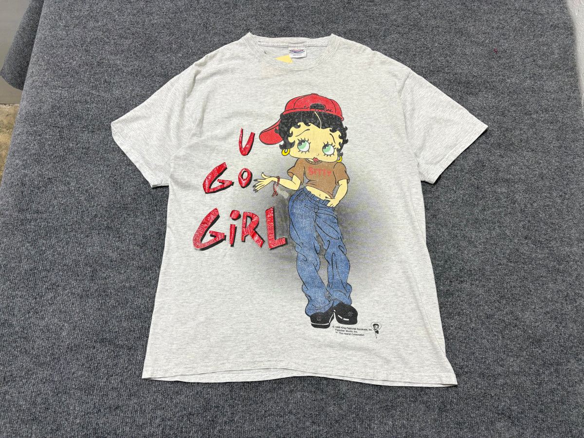 1998 Betty Boop U Go Girl Tee - Grey Size Large