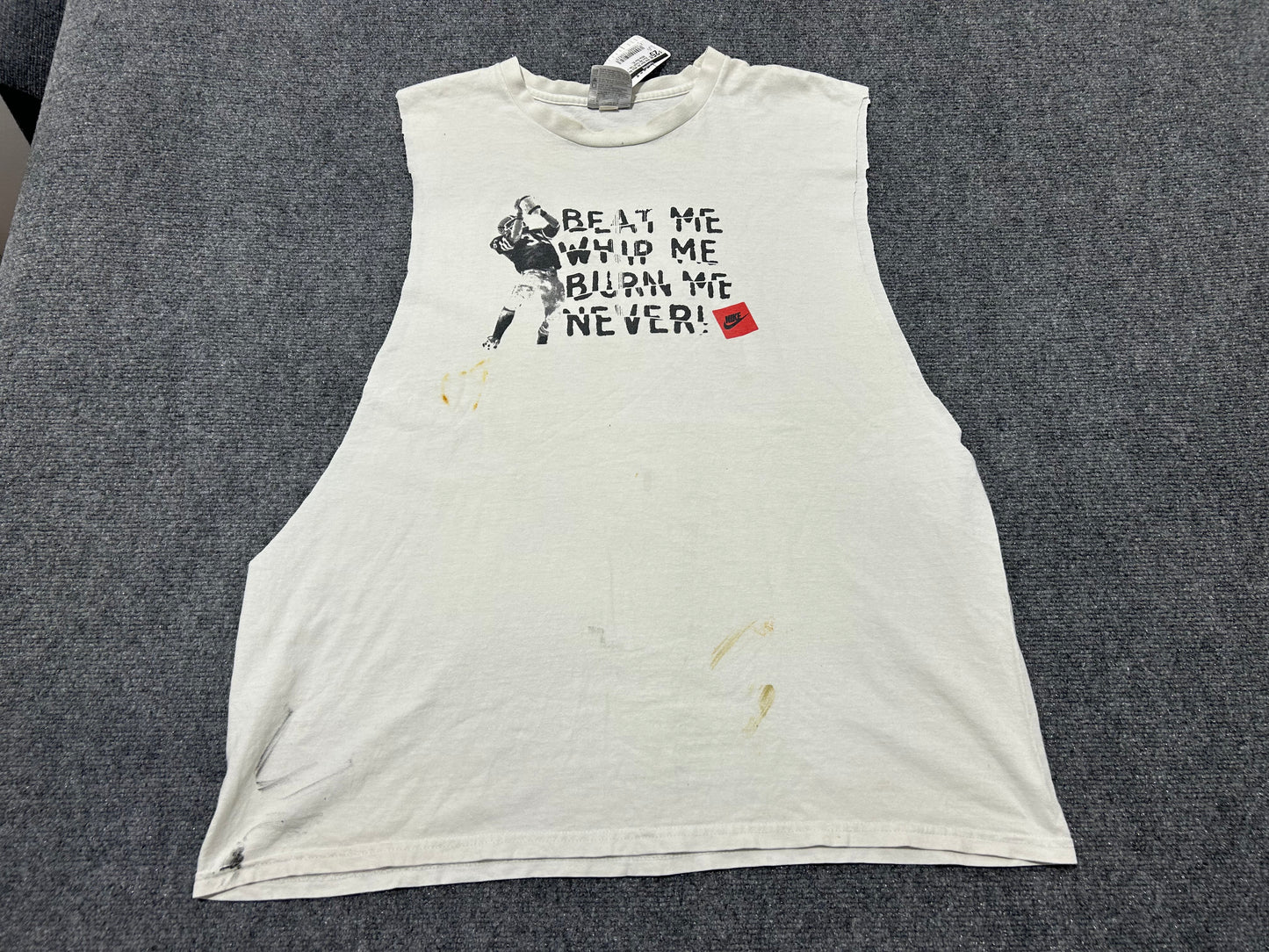 Nike Beat Me Whip Me Burn Me Cutoff Tee - White Size XL