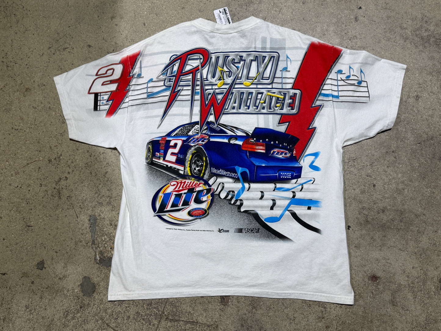 Rusty Wallace Rockin In The USA AOP Tee - White Size XL