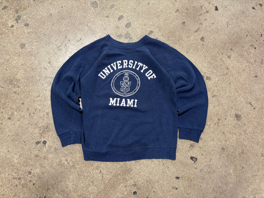 University of Miami Raglan Crewneck - Navy Size XS
