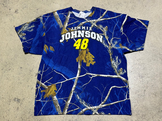 Nascar Jimmie Johnson #48 Real Tree Tee - Blue Camo Size XXL