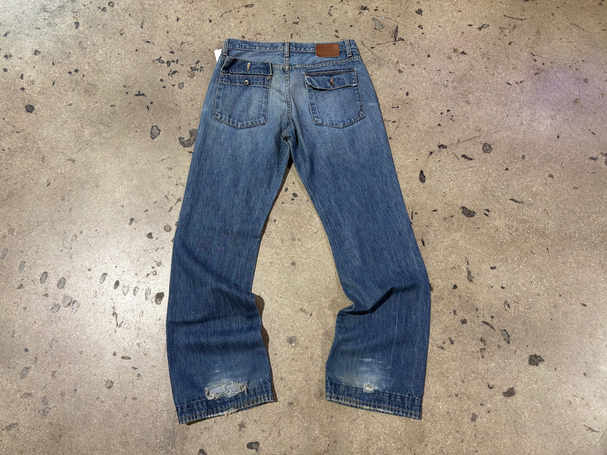 Banana Republic Flap Pocket Boot Cut Jeans - Blue Size 33 x 34