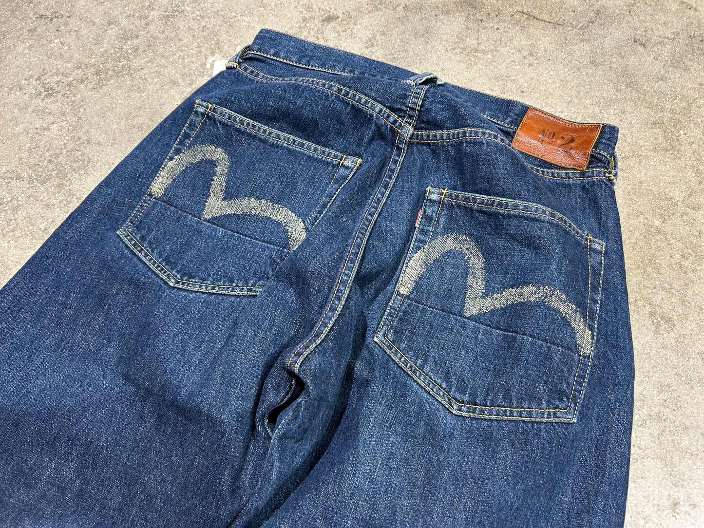 Evisu Back Pocket Hits Jean Shorts - Navy/White Size 33