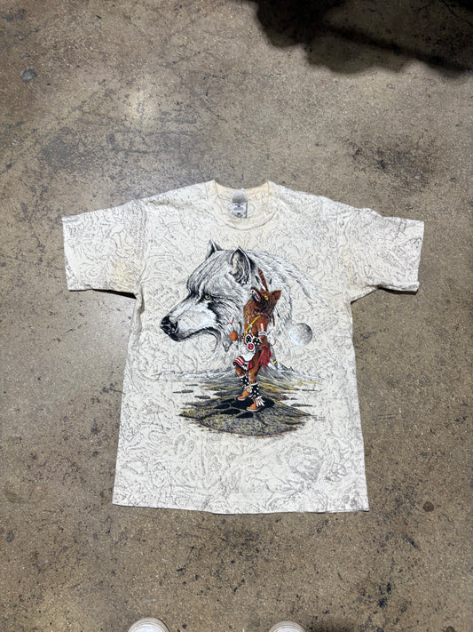 Wolfman Native All Over Print Tee - White Size Medium
