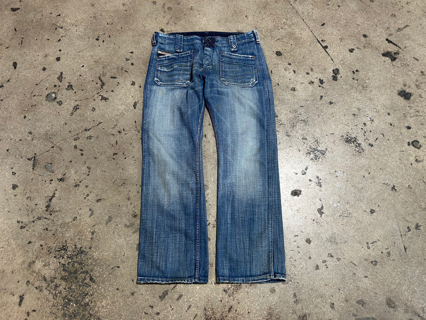 Diesel Front Pocket Boot Cut Denim Jeans - Blue Size 34