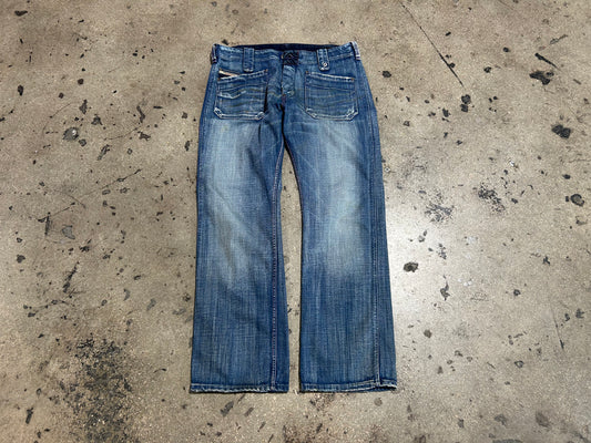 Diesel Front Pocket Boot Cut Denim Jeans - Blue Size 34