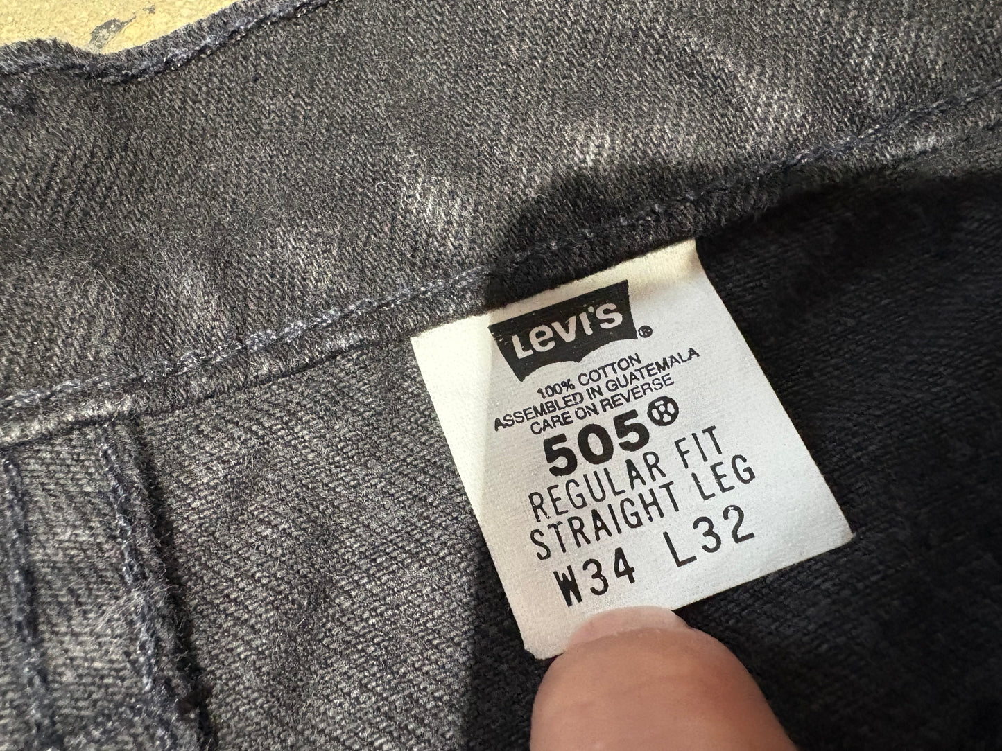 Levis 505 Orange Tab Denim Jeans - Black Size 34 x 32