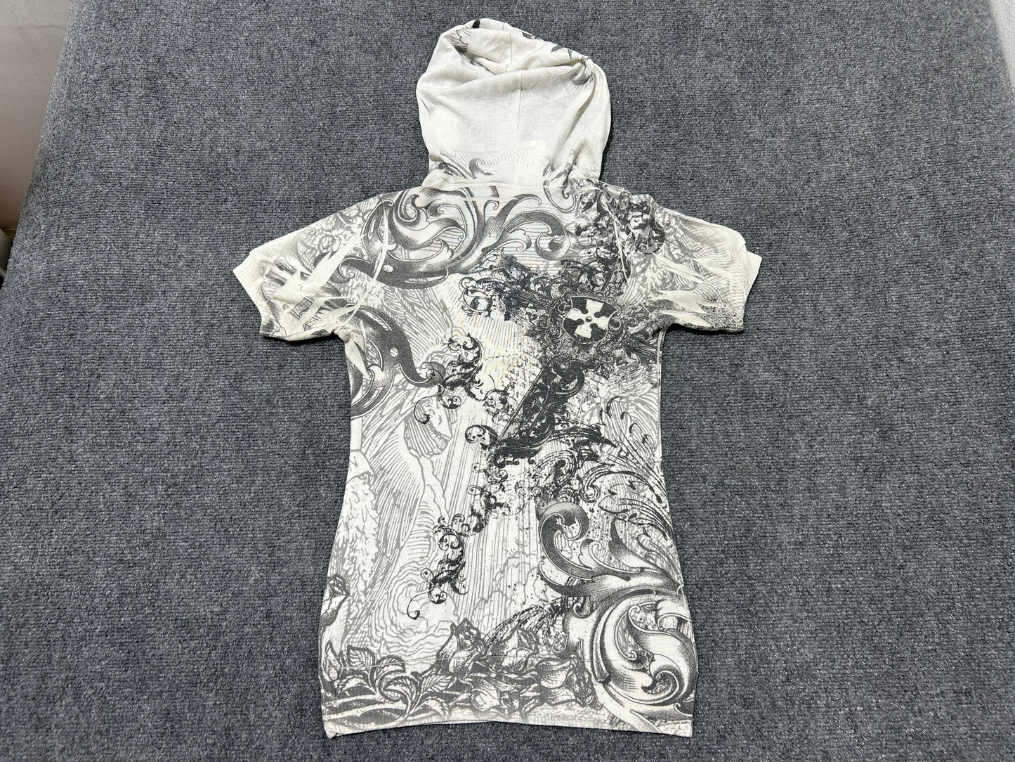 579 Womens Gothic Hooded Shirt - White Size XS