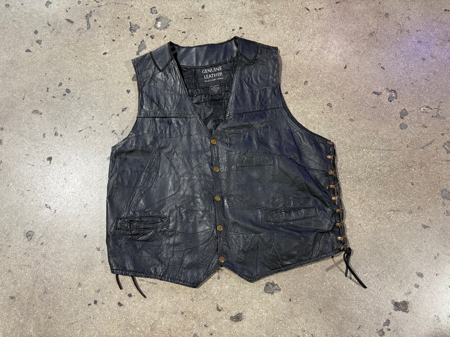 Leather Brothers Til The End Biker Vest - Black Size XXL