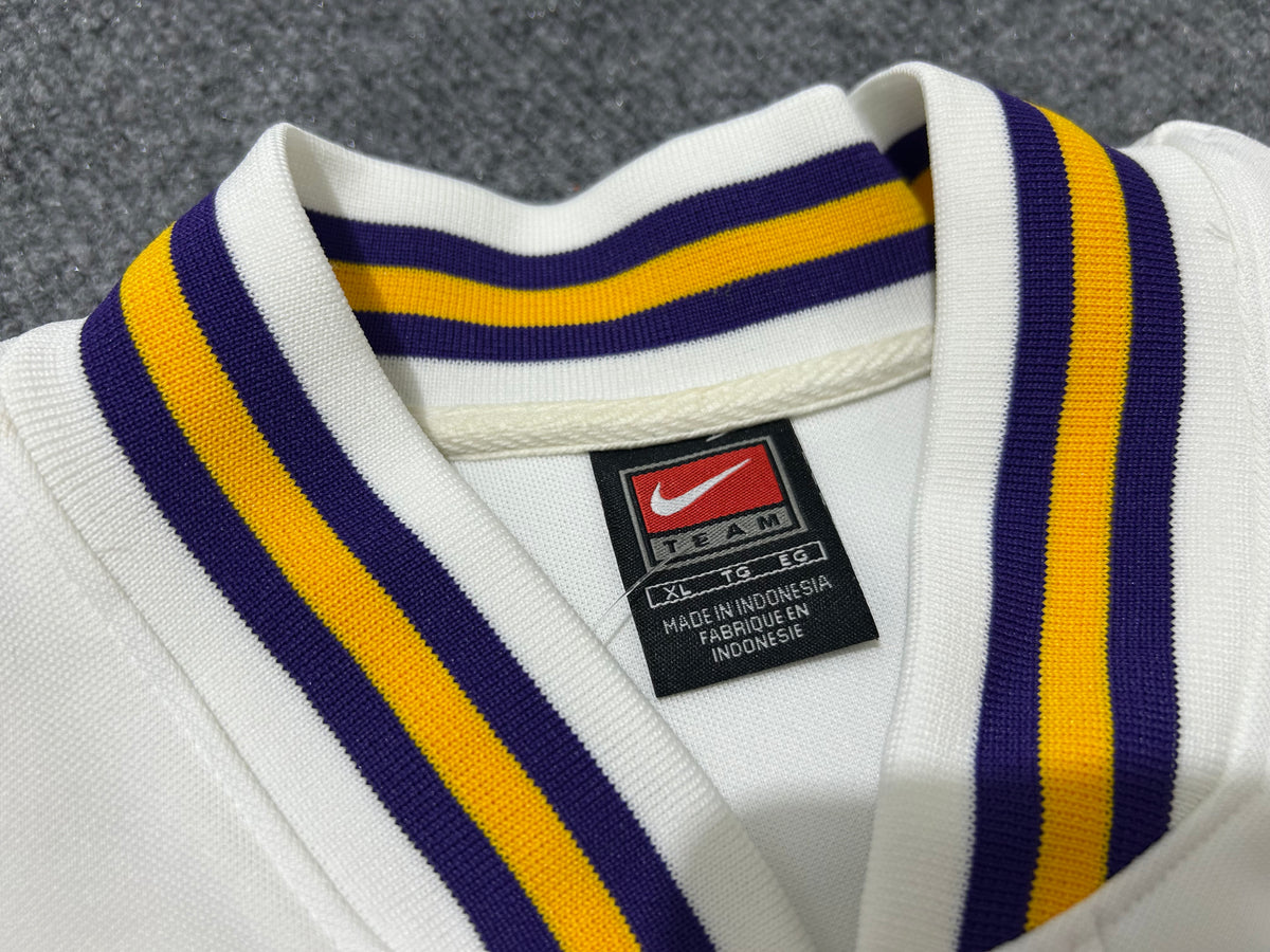 Los Angeles Lakers Warm Up Button Up - White/Purple Size XL