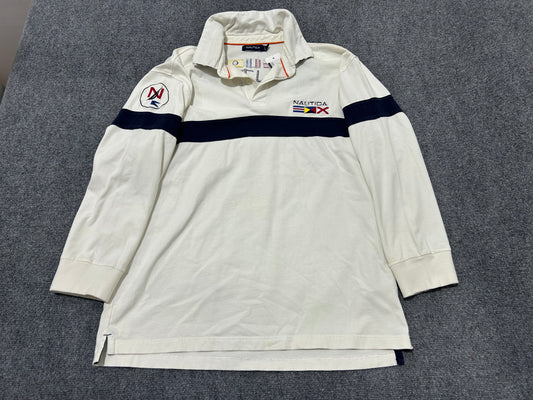 Nautica Signal Flag Series Rugby Shirt - White/Navy Size Large