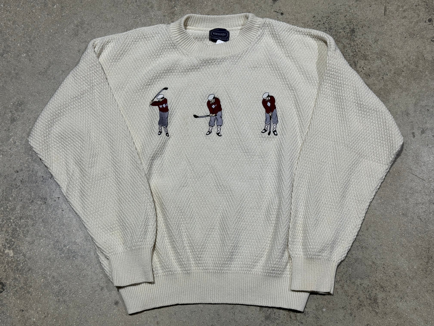 Made in USA Golf Knitted Sweater - Cream Size XL