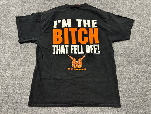 1998 Big Johnson Im The Bitch That Fell Off Tee - Black size Large