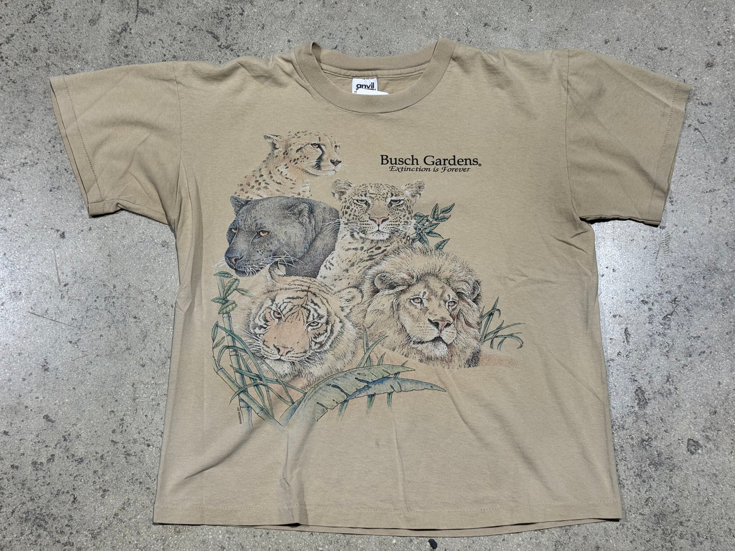 90s Busch Gardens Tee - Tan Size Large