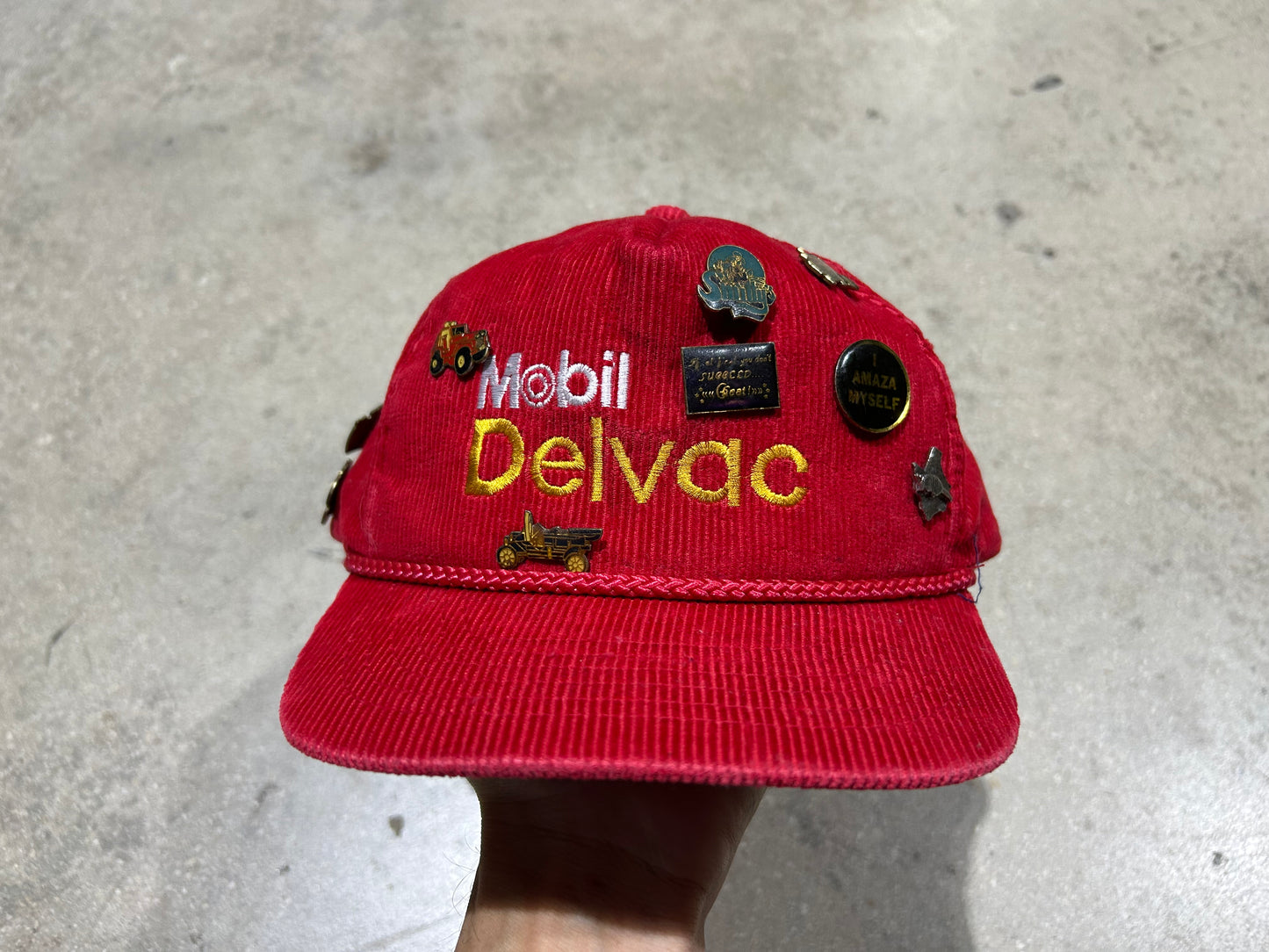 Mobil Delvac Corduroy 9 Pin Hat -  Red(con)