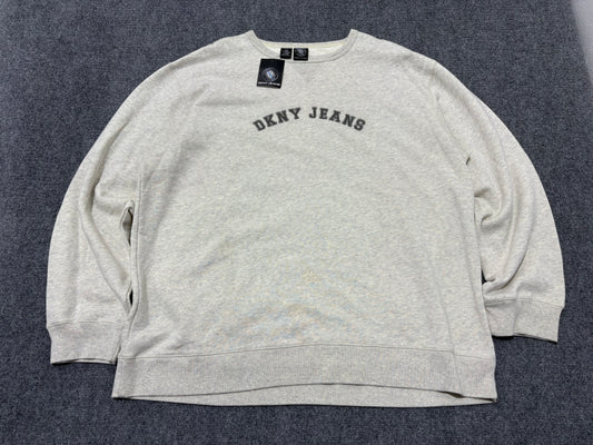 DKNY Jeans Spell Out Logo Crewneck - Gray Size XXL