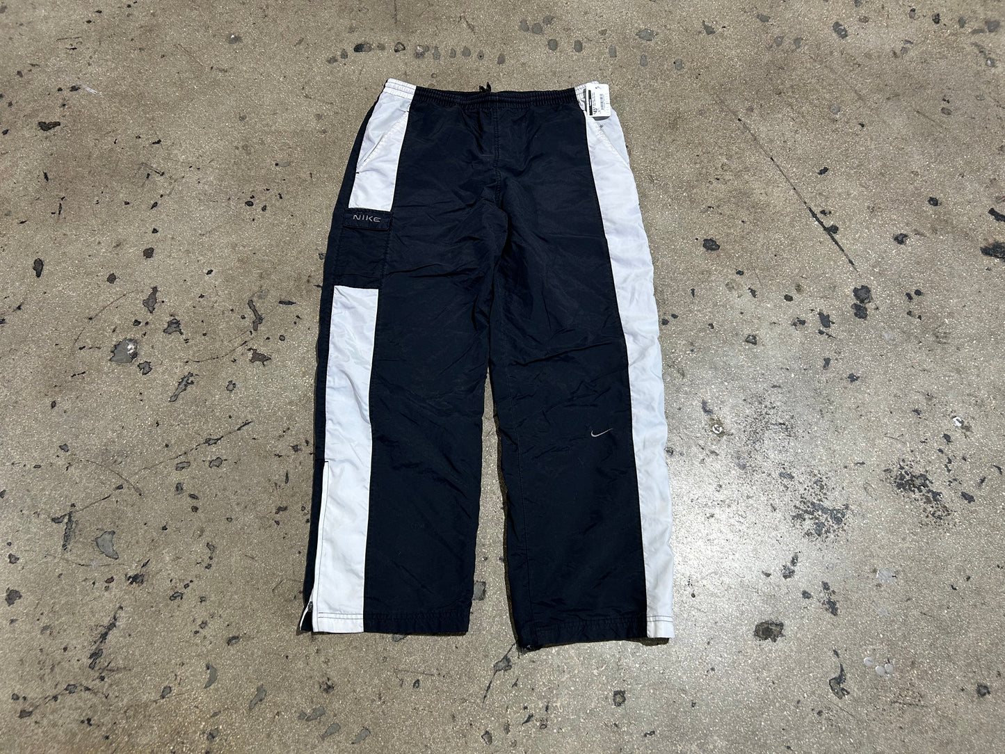 Nike Nylon Track Pants - Black / White Size Small