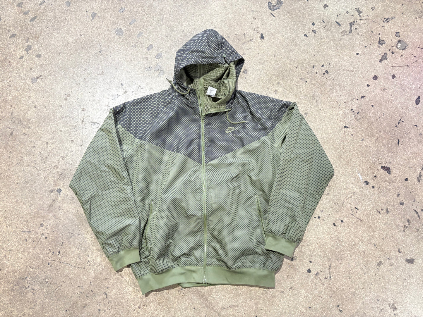 Nike Polka Dot Zip Up Windbreaker Jacket - Olive Green Size XL