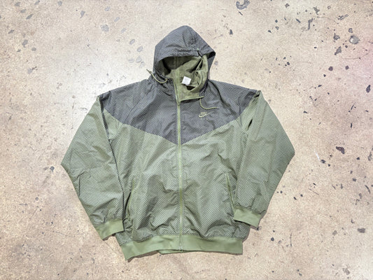 Nike Polka Dot Zip Up Windbreaker Jacket - Olive Green Size XL