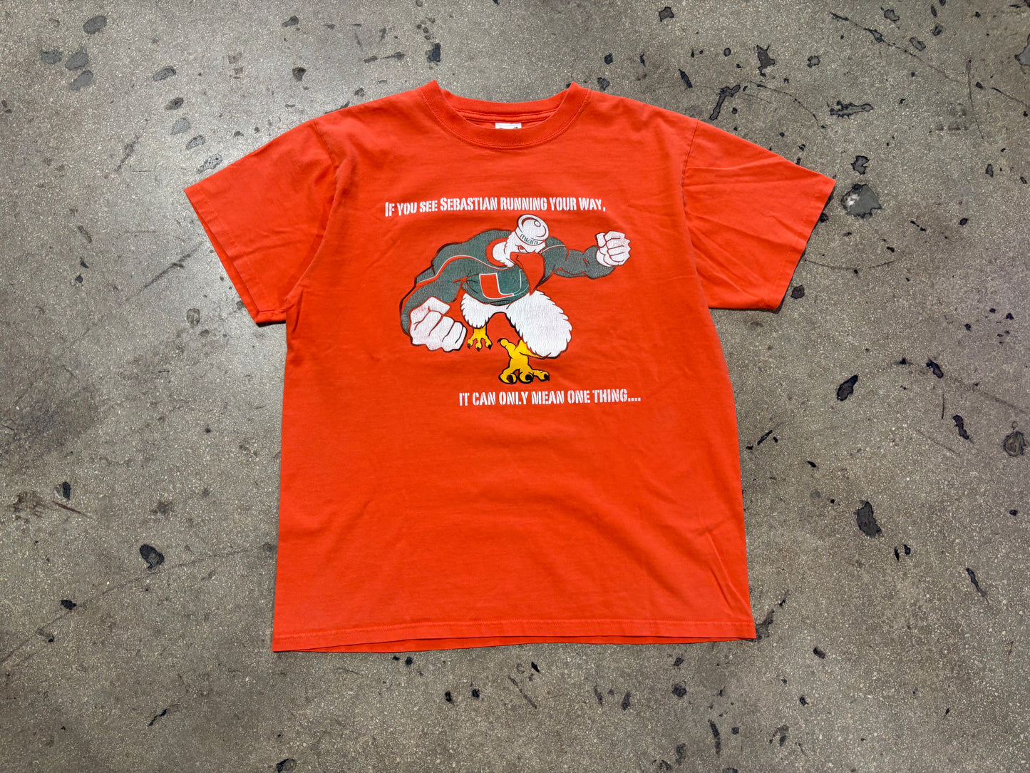 Miami Hurricanes Super Swole Sebastian Tee - Orange Size Large