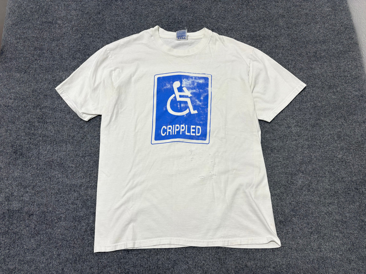 Distressed Crippled Handicap Tee - White Size Large