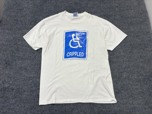 Distressed Crippled Handicap Tee - White Size Large