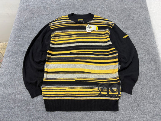 Akademiks Striped Knit Sweater - Black / Yellow Size XL