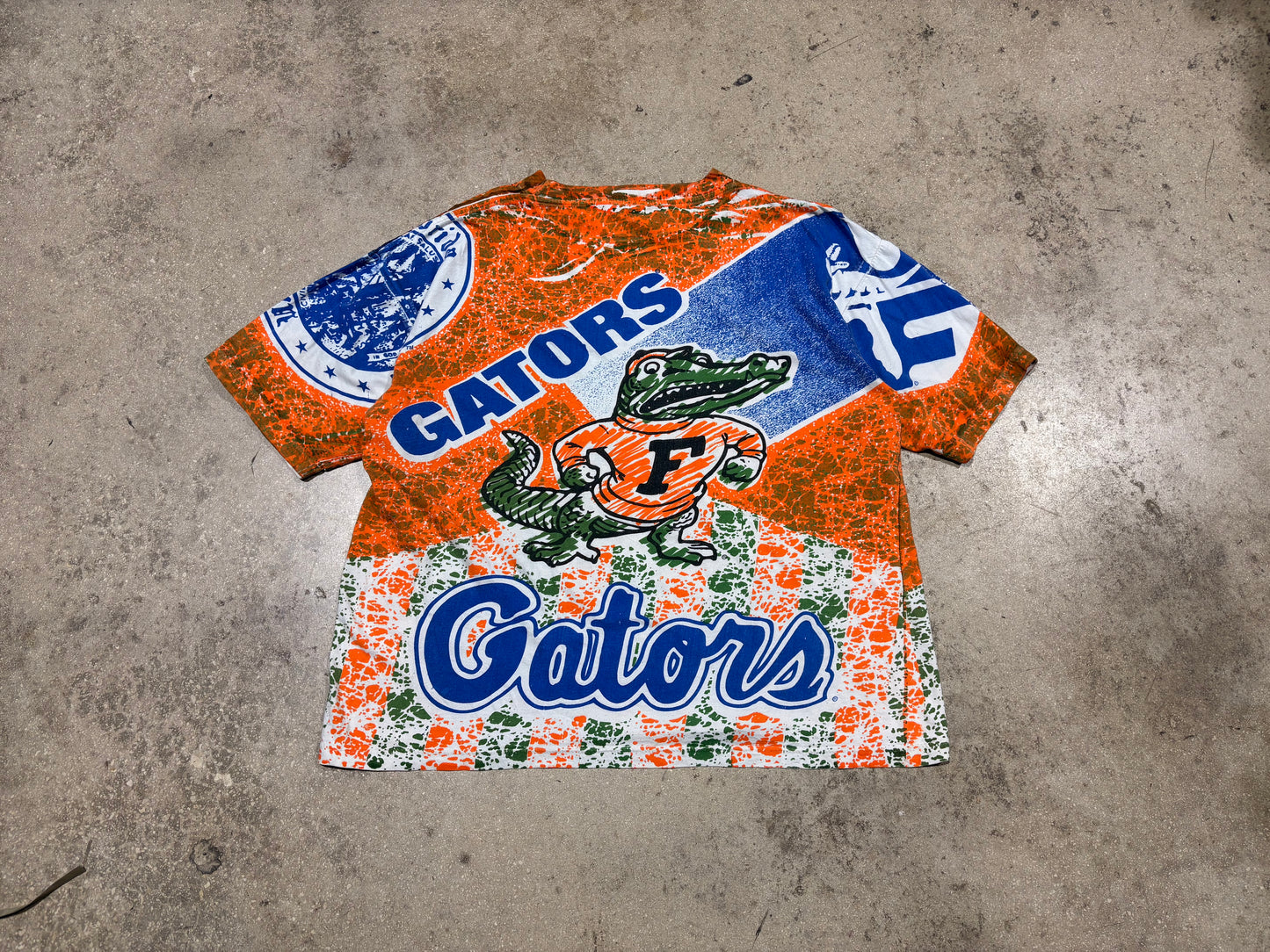 UF Florida Gators All Over Print Tee - Blue/ Orange Size XL