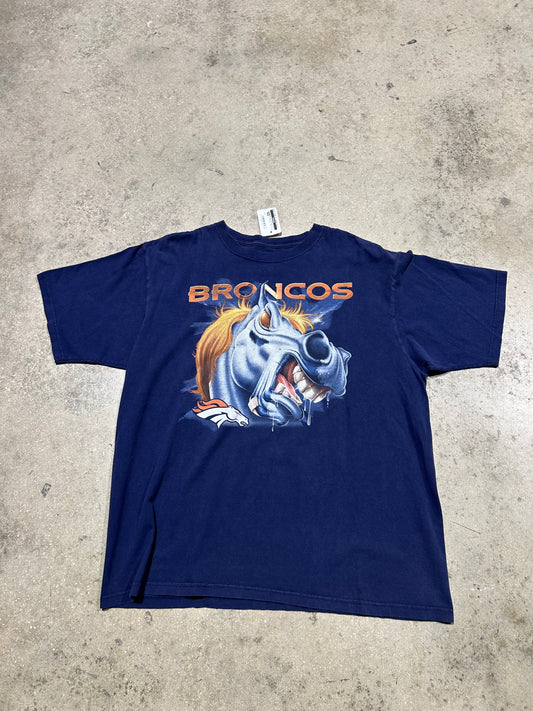 Denver Broncos Crazy Horse Tee - Navy Size XL
