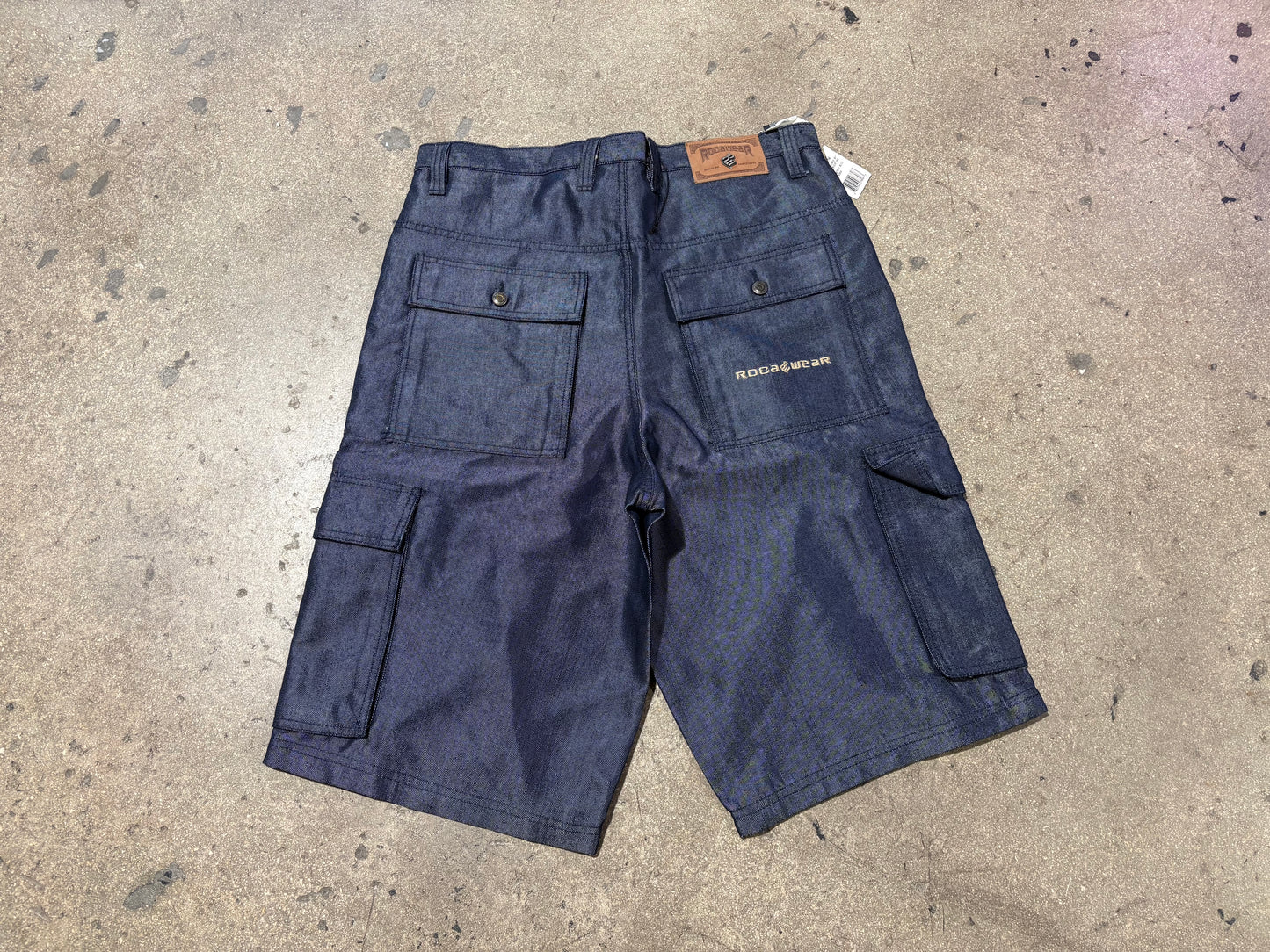 Rocawear Raw Denim Jean Shorts - Shiny Blue Size 38