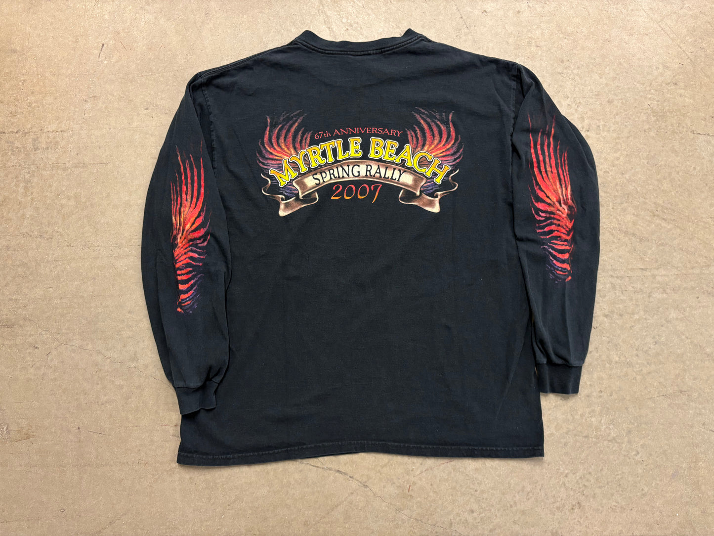 2007 Myrtle Beach Flaming Eagle Long Sleeve - Black Size XL