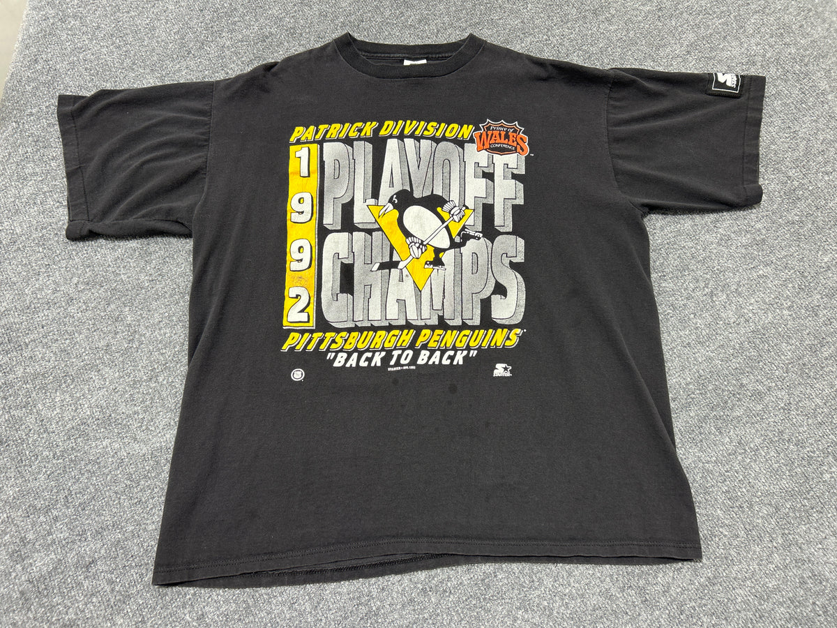 1992 Pittsburg Penguins Playoff Tee - Black Size XL