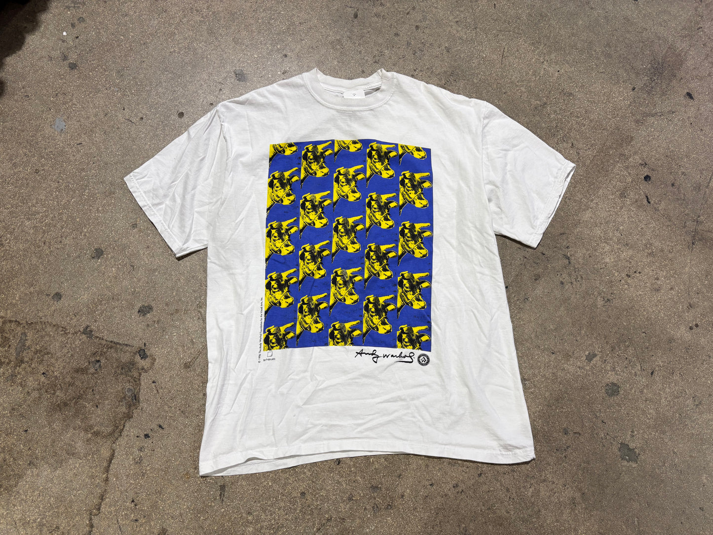1996 Andy Warhol Cow Print Tee - White Size XL