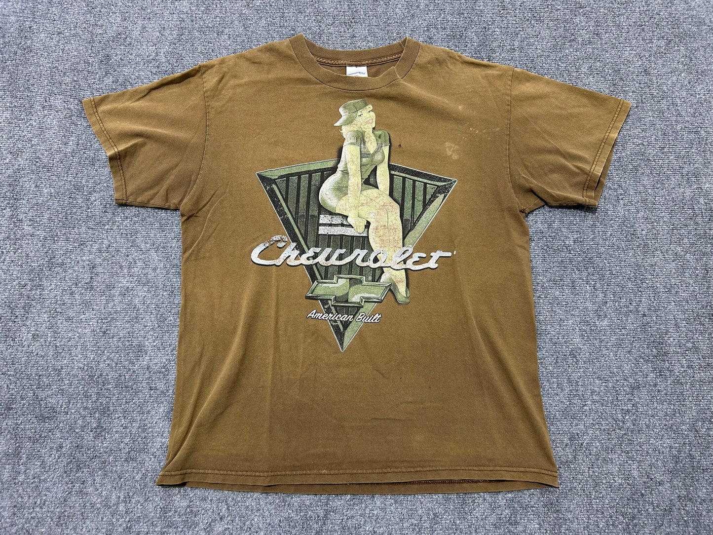 Faded Chevrolet Sexy Girl Tee - Brown Size Large