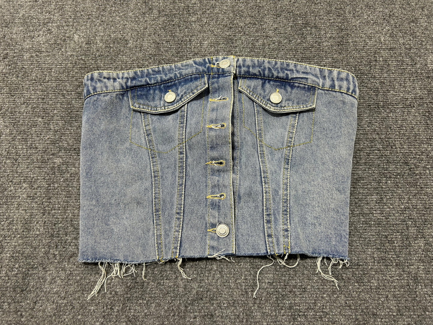Denim Button Corset Top - Blue Size Medium