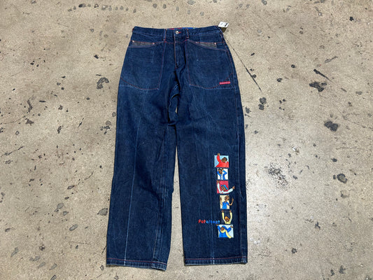 Platinum Fubu Fat Albert Jeans - Navy Size 36x34
