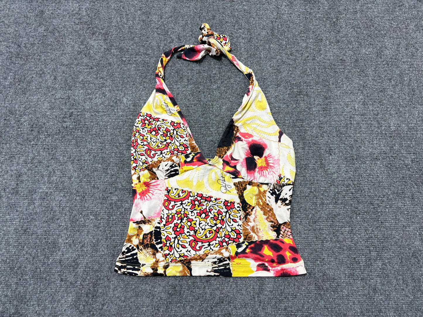 Baby Phat Halter Top - Pink/ Yellow Size Small