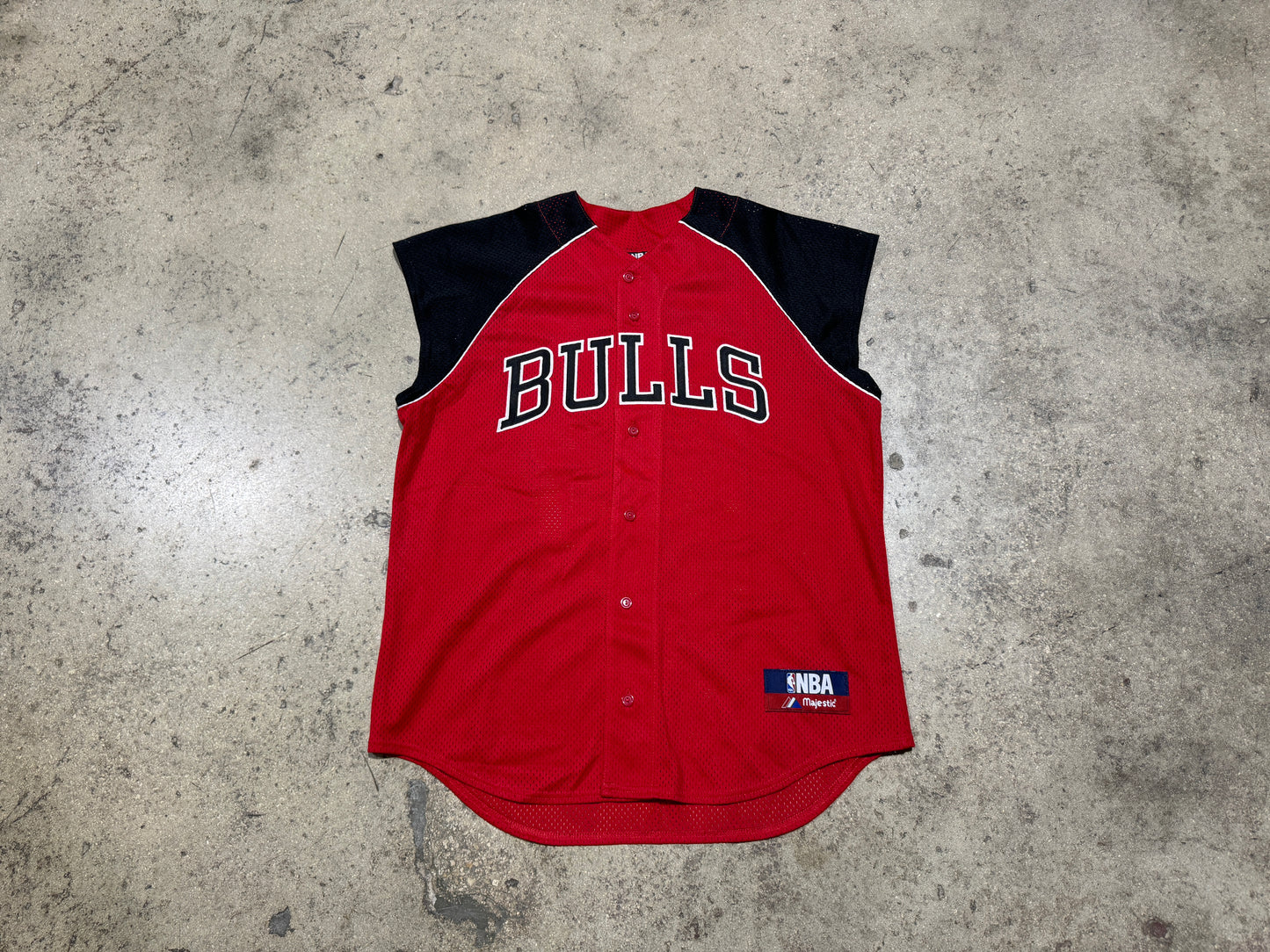 Majestic NBA Chicago Bulls Sleeveless Baseball Jersey Size Large