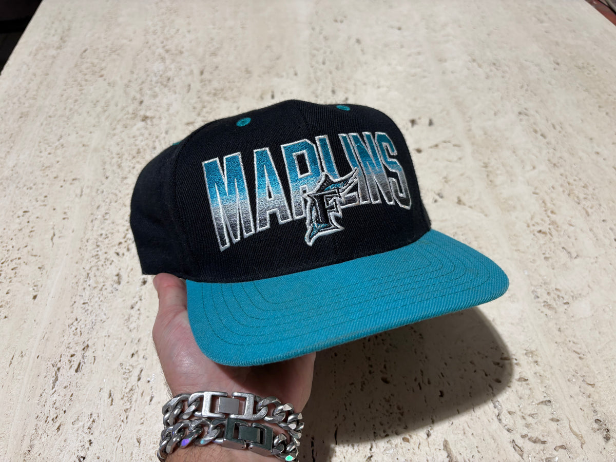 Florida Marlins Big Letter Hat - Black/Teal