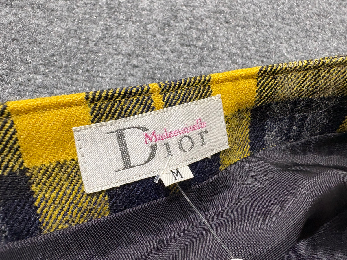 Dior Mademaiselle Plaid Skirt - Yellow / Navy Size Medium