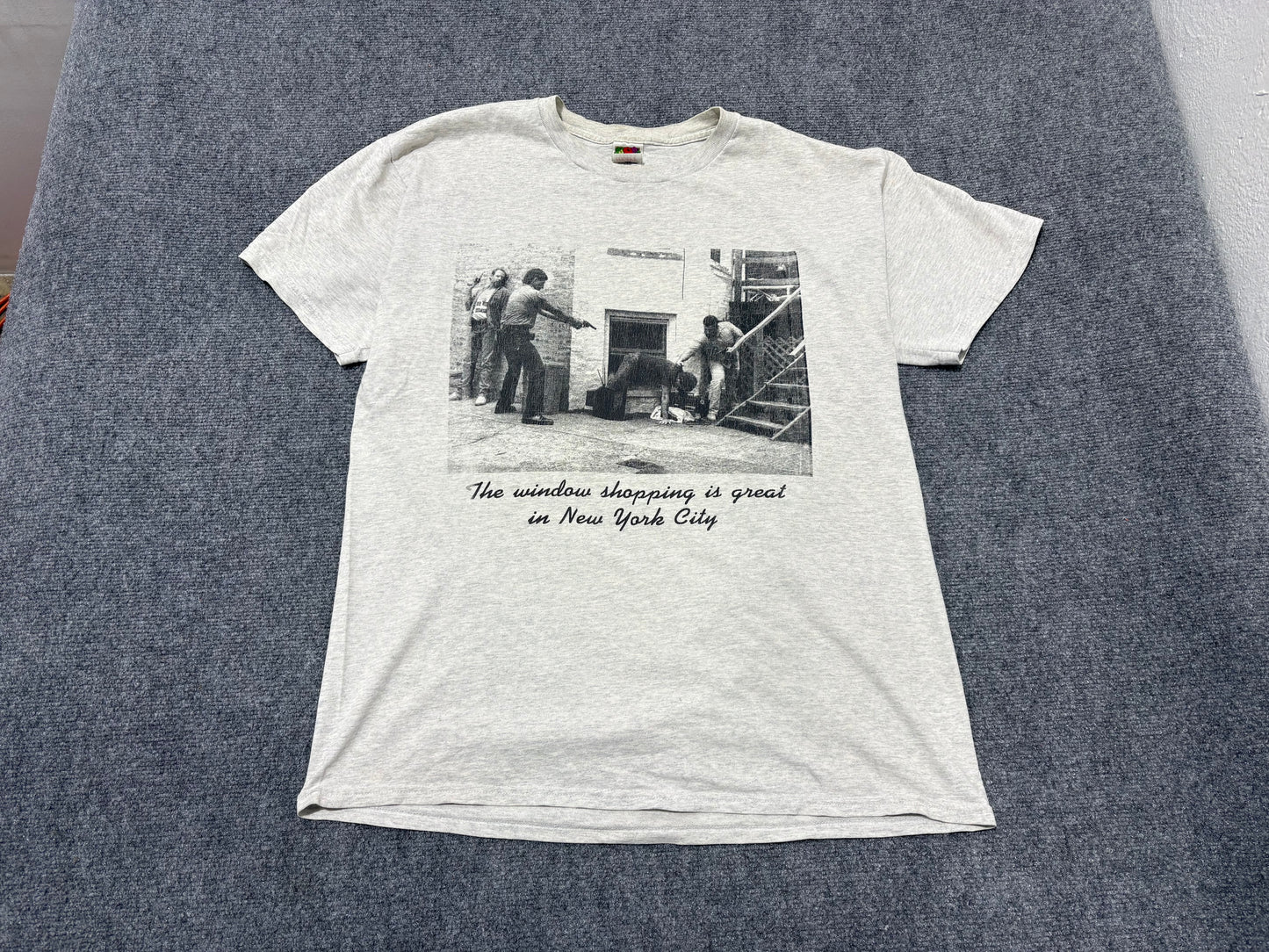 90s NY Window Shopping Tee - Ash Grey Size XL