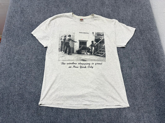 90s NY Window Shopping Tee - Ash Grey Size XL