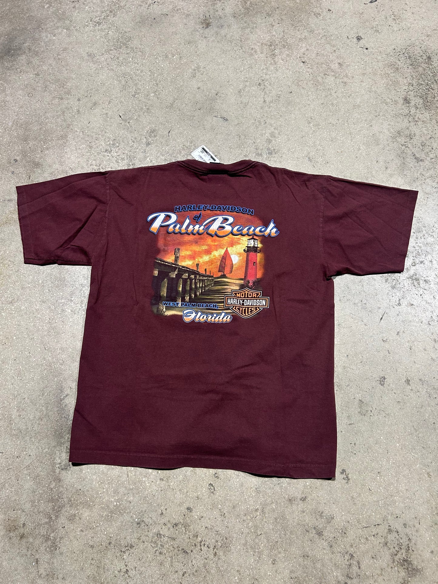 Harley Davidson Of Palm Beach Tee - Burgundy Size XL