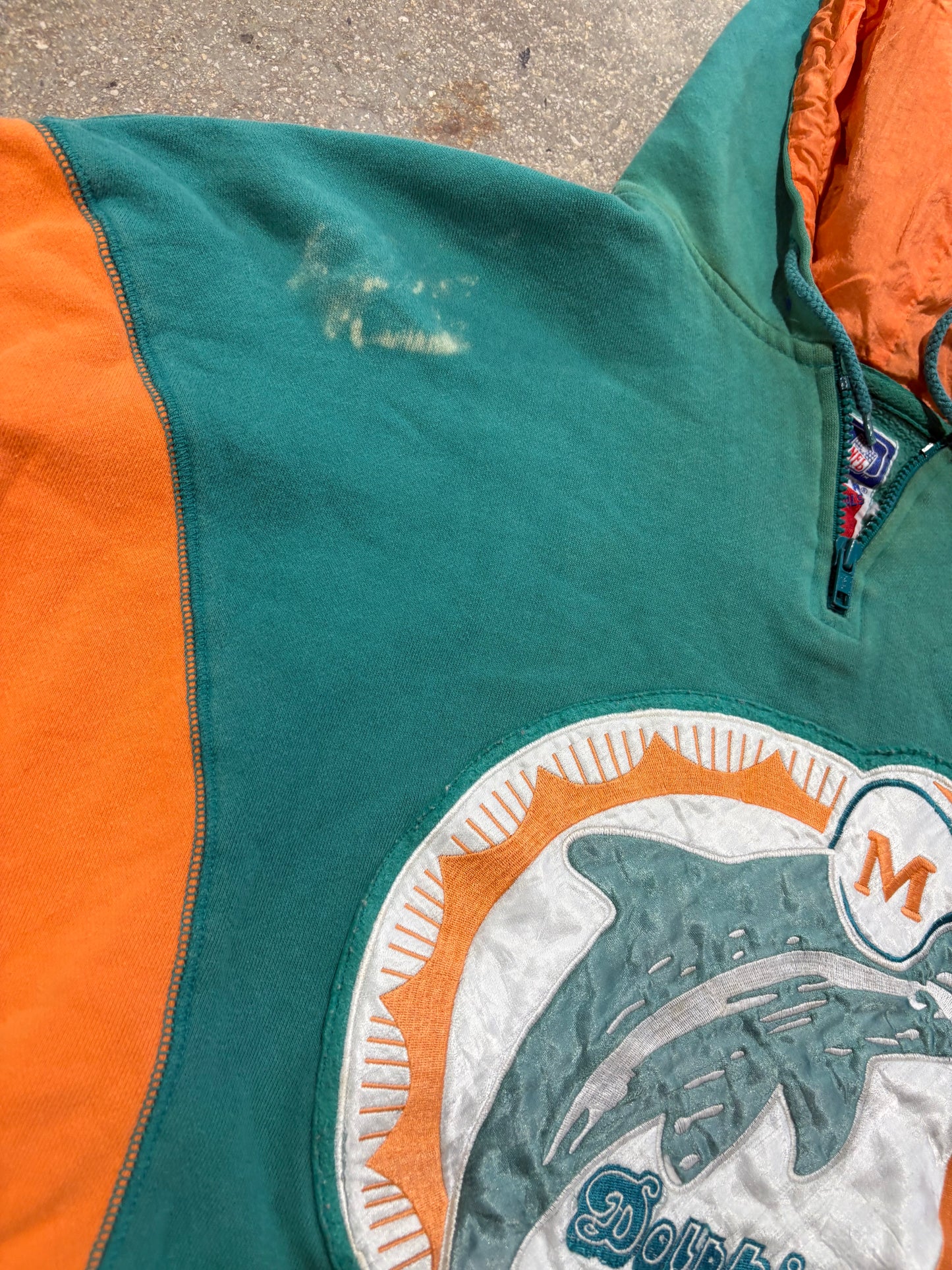 Miami Dolphins Quarter Zip Hoodie - Teal Size XL