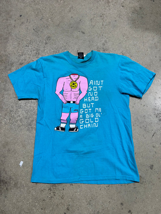 Stussy Got Me A Big Ole Chain Tee - Aqua Size Medium