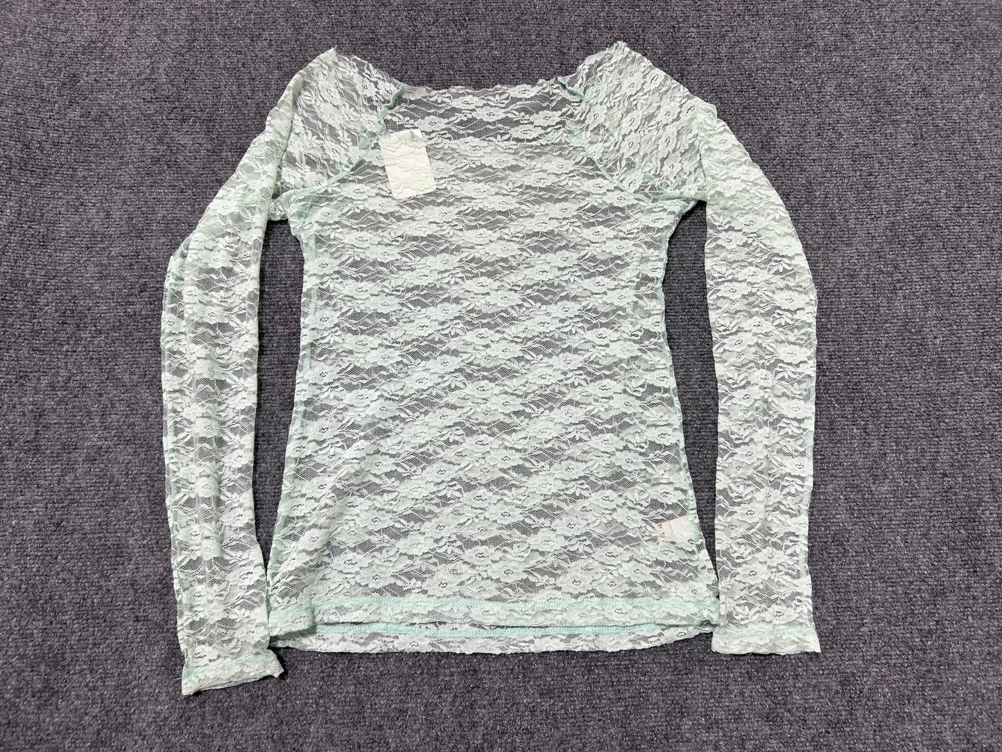 Lace Long Sleeve Top - Mint Green Size Medium