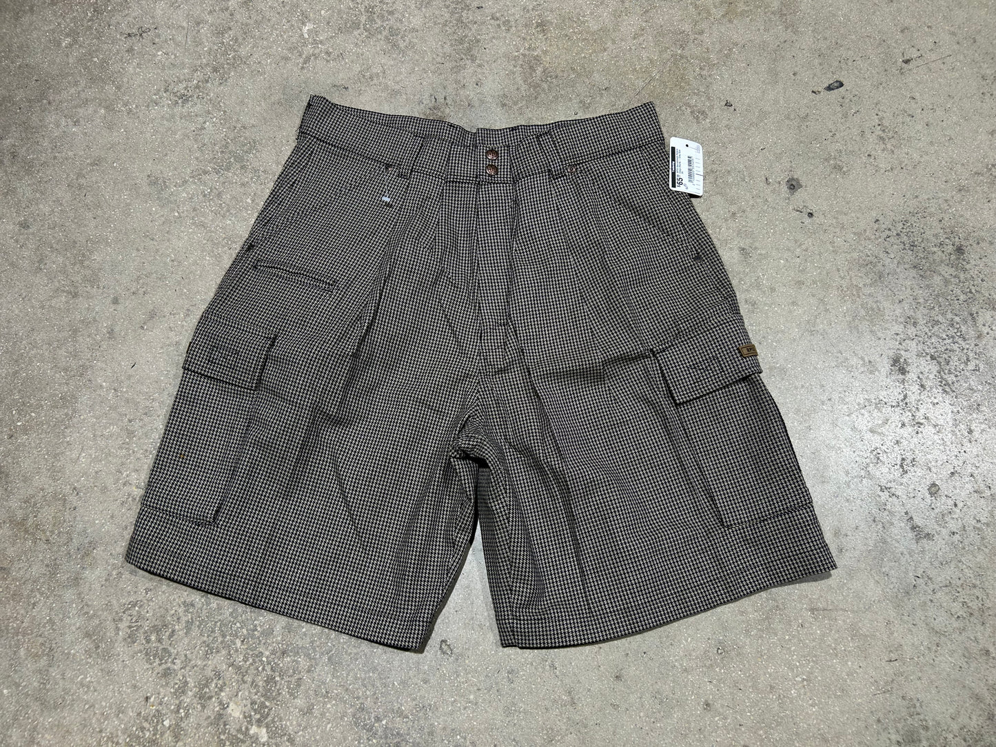 RP55 Houndstooth Pattern Cargo Shorts - Gray Size 34