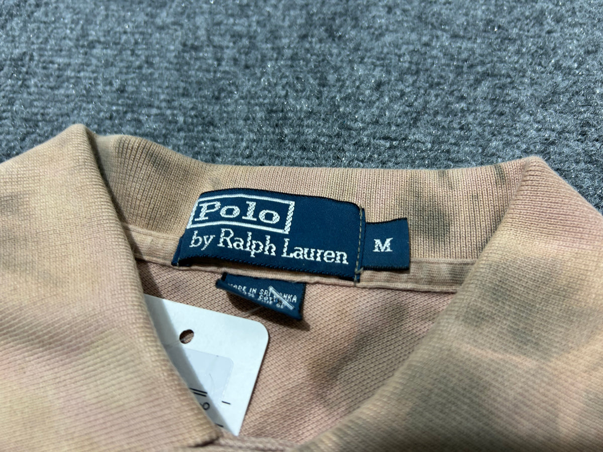 Tye Dye Ralph Lauren Long Sleeve Polo - Brown Size Medium