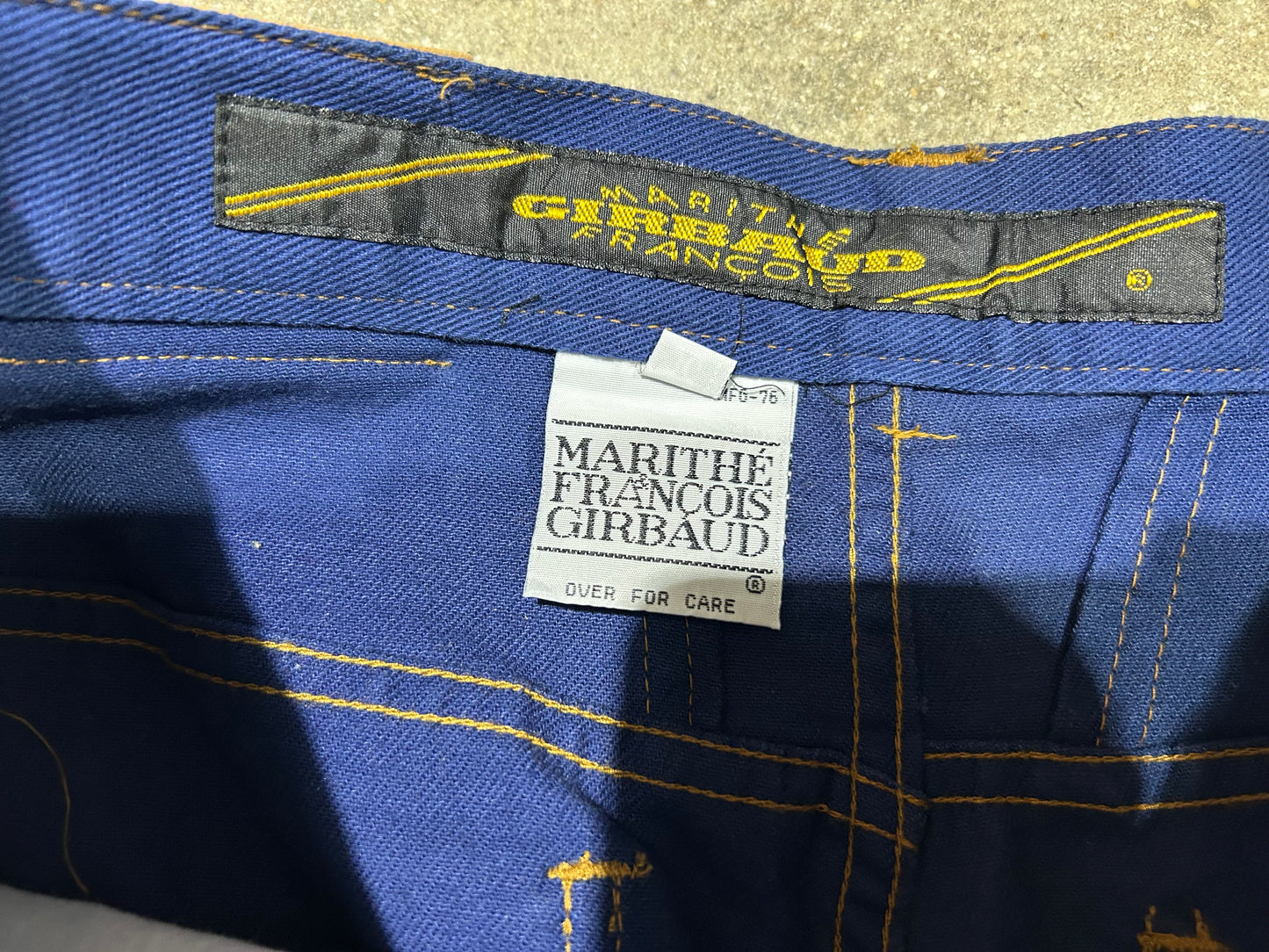 Marithe Francois Girbaud Orange Stitching Pants - Blue Size 36