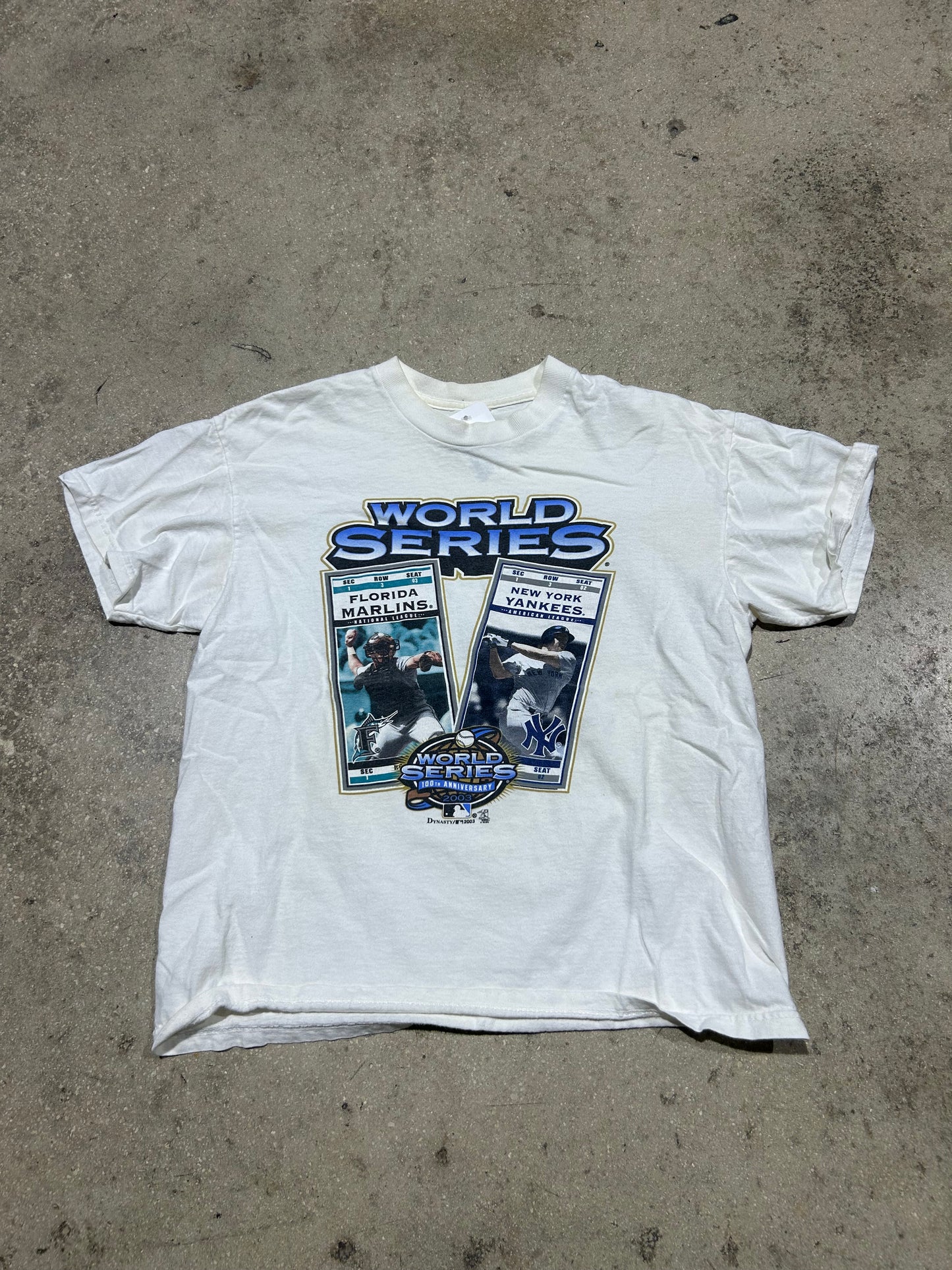 2003 Kids Marlins Vs Yankees World Seris Ticket Tee - White Size Youth Large